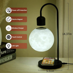 Black Sphere Table Lamp on a Chrome Arch, Textured Acrylic Globe on a Round Solid Wood Base, Desk and Living Room Accent