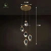 Faceted Crystal Cluster Pendant Light, 5 Heads on a Brass Canopy, 150 x 30cm, Fine Cable Suspension, Living Room & Stairwell