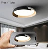 Matt Black and White Ring Flush Ceiling Light, Two Tone Frame, Opal Diffuser, Integrated LED, Living Room, Hallway & Bedroom