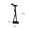 Matt Black Resin Figure Floor Lamp, 185cm Bowed Standing Form, Integrated Sphere Light, Living Room & Hallway Corner