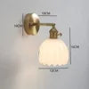 Opal White Glass Bell Wall Light, Brass Arm and Round Backplate, Ribbed Petal Edge Shade, Bedside, Hallway & Living Room