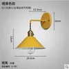 Matt Cone Metal Wall Light, Yellow Finish, Brass Swivel Joint, Bare Bulb Industrial Style, Hallway & Living Room Accent