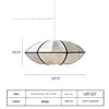 White Fabric Ellipse Pendant Light, Black Trim Panels, Wide Oval Lantern Shade, 50cm, Dining Room, Bedroom & Hallway