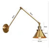 Antique Brass Cone Wall Light on a Swan Neck Arm, 30x30 Reach, Adjustable Knurled Knuckle Joint, Bedside and Reading Corner