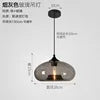 Smoked Grey Glass Disc Pendant Light, Exposed Filament Bulb, Single Drop, Bulb Not Included, Dining Table, Kitchen Island & Living Room
