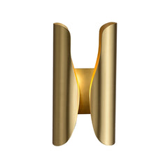 Brushed Gold Column Wall Light, Open Top and Base, Up and Down Glow, Integrated LED, Hallway, Living Room & Bedroom