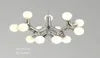 Chrome Branching Cluster Chandelier, 15 Head, Opal Glass Ball Shades, Ceiling Suspended, Dining Table & Hallway