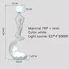White Resin Figure Floor Lamp, Curved Swan Silhouette, Integrated Sphere Light, Living Room & Hallway Corner