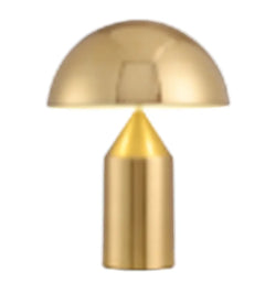 Black Mushroom Dome Table Lamp, Slim Tapered Column Base, Metal Construction, Living Room & Home Office Desk Space