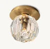 Faceted Crystal Sphere Flush Ceiling Light, Silver Finish, Knurled Fixing Collar, Hallway, Landing & Bedroom