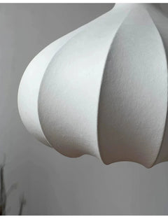 Fluted Cream Fabric Teardrop Pendant Light, Onion Silhouette, Silk Effect Shade, Dining Table, Kitchen Island & Living Room