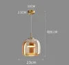 Amber Glass Drum Pendant Light, 23cm Shade, Brushed Brass Ring Fitting, Cord Suspended, Dining Table & Kitchen Island