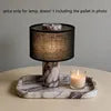 Calacatta Viola Marble Column Table Lamp, Natural Linen Drum Shade, Individually Veined Stone, Living Room, Bedroom & Console