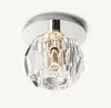 Faceted Crystal Sphere Flush Ceiling Light, Black Finish, Knurled Fixing Collar, Hallway, Landing & Bedroom Corner