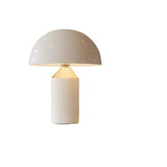 Black Mushroom Dome Table Lamp, Slim Tapered Column Base, Metal Construction, Living Room & Home Office Desk Space