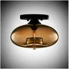Brown Glass Pebble Flush Ceiling Light, Flattened Oval Shade with a Black Canopy, Hallway, Landing and Bedroom