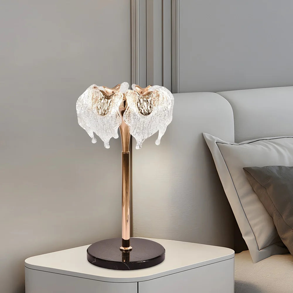 Curved Brass Linear Bar Chandelier, Textured Glass Clusters, 1000mm Bar Span, Integrated LED, Dining Room & Living Room
