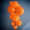Glossy Orange Glass Bubble Cluster Chandelier, Graduated Round Bubbles, Chain Suspension, 100cm Drop, Stairwell & Dining Table