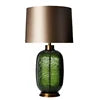 Textured Grass Green Glass Teardrop Table Lamp, Bronze Satin Drum Shade, Brass Collar & Foot, H63*D36cm, Bedside & Living Room