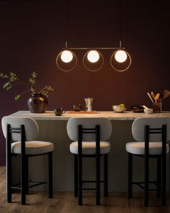 Chloe silver chrome glass 3 bar adjustable pendant light