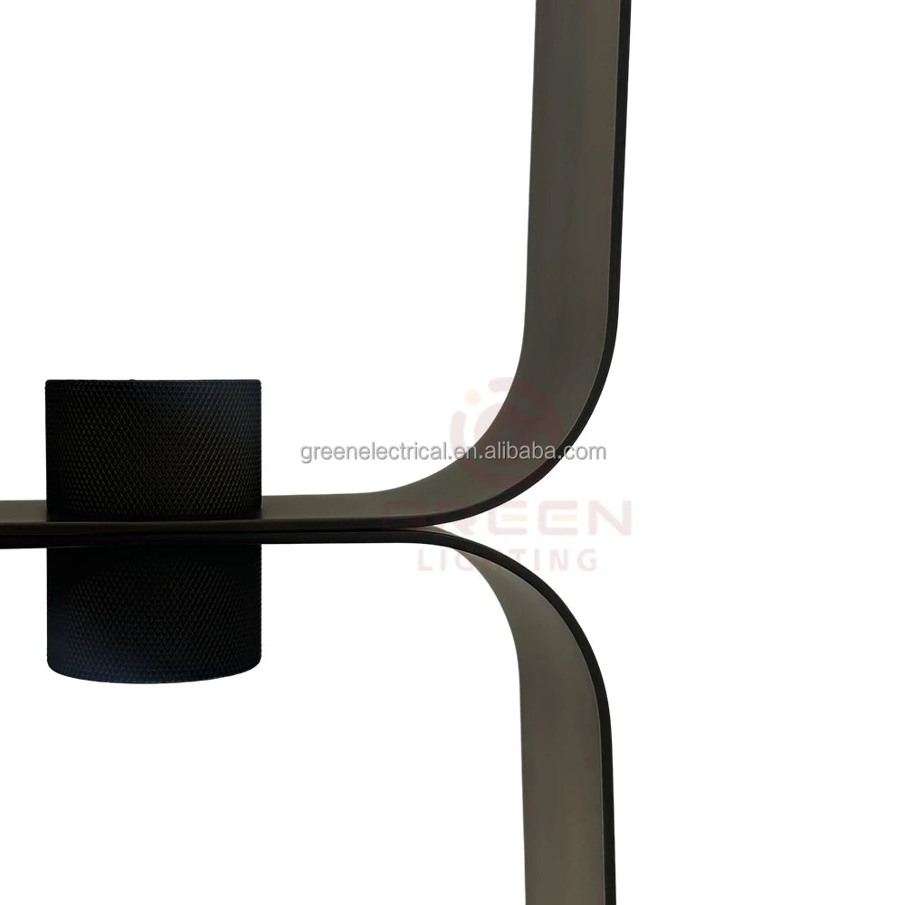 Black Steel Column Floor Lamp, 1280mm Tall, Twin Oval Loop Frame with Integrated LED Strip, Living Room & Office