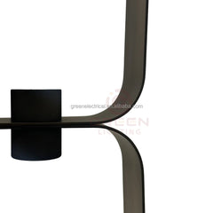 Black Steel Column Floor Lamp, 1280mm Tall, Twin Oval Loop Frame with Integrated LED Strip, Living Room & Office
