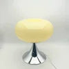 Glossy Yellow Glass Dome Table Lamp on a Chrome Trumpet Base, Rounded Mushroom Silhouette, Bedside & Living Room