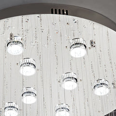 Crystal Spiral Cluster Chandelier, 9 Lamp, Faceted Crystal Beads, Long Cascading Drop, Stairwell, Hallway & Landing