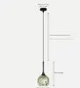 Fluted Glass Globe Pendant Light, Multicolour Finish on a Black Rod Mount, Bulb Not Included, Dining Table & Living Room