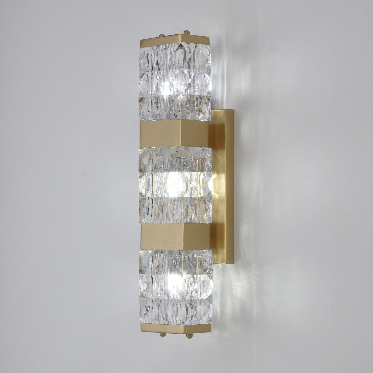 Brooklyn Crystal Block Brass Sconce