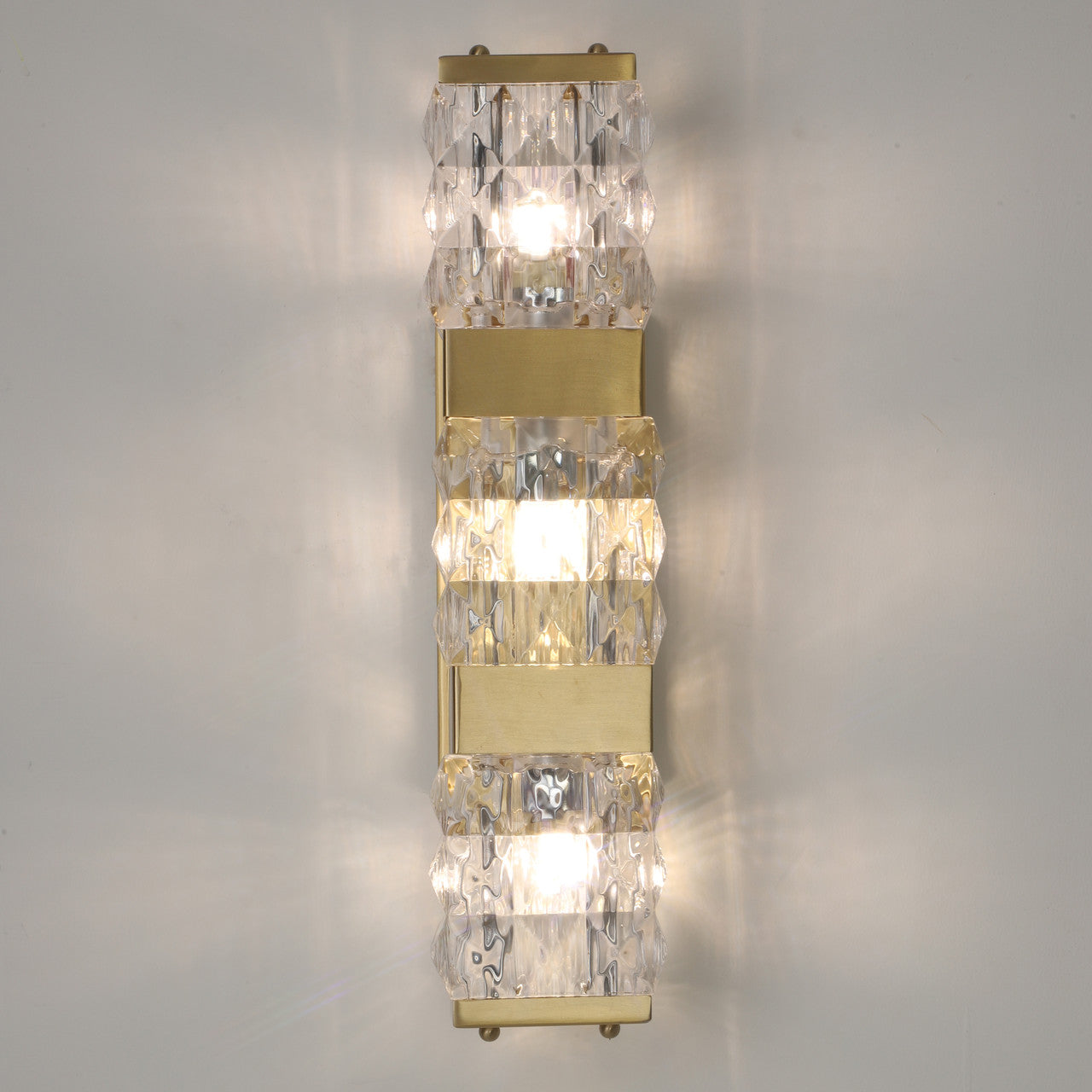 Brooklyn Crystal Block Brass Sconce