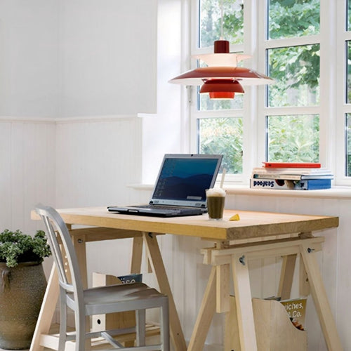 Danish pendant light – Layered metal, colorful design for the dining room or living room