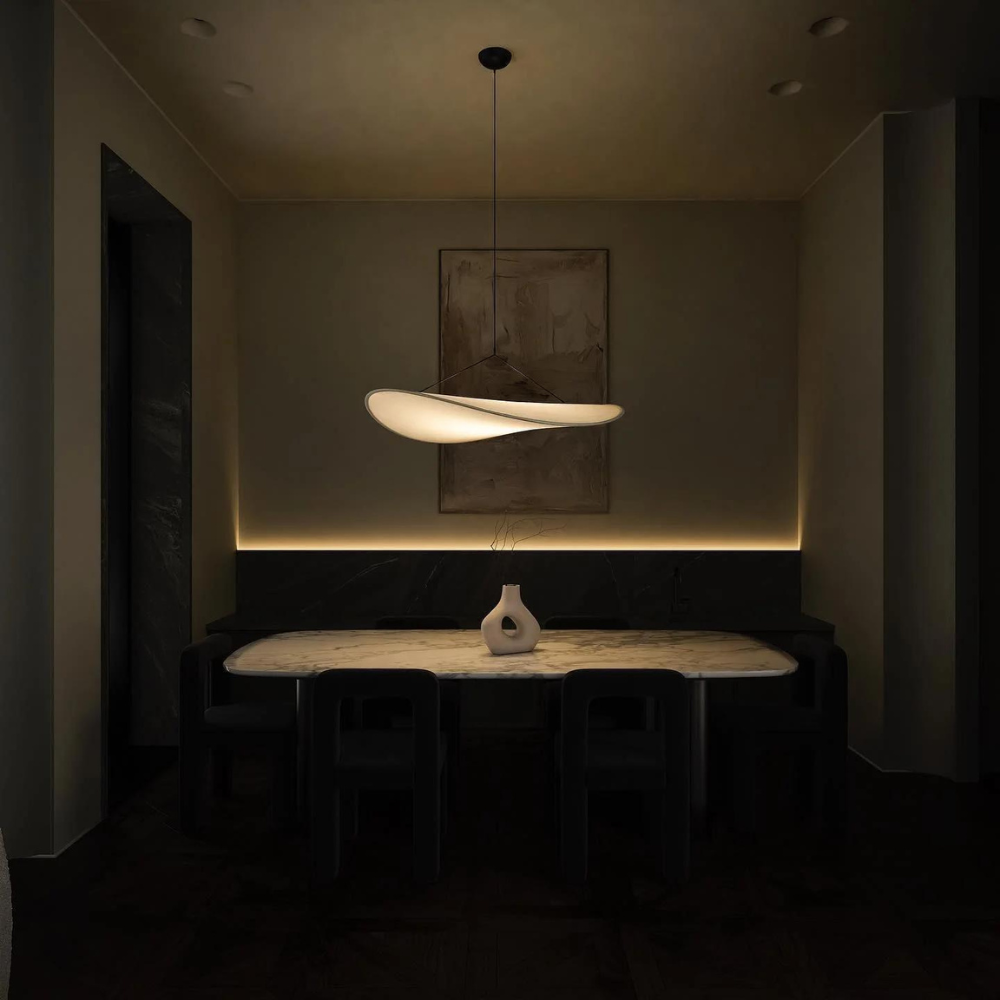 Japandi Pendant Light – Silk Finish, Boho Design for the Living Room or Dining Room with Adjustable Height