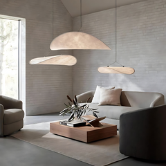 Japandi Pendant Light – Silk Finish, Boho Design for the Living Room or Dining Room with Adjustable Height
