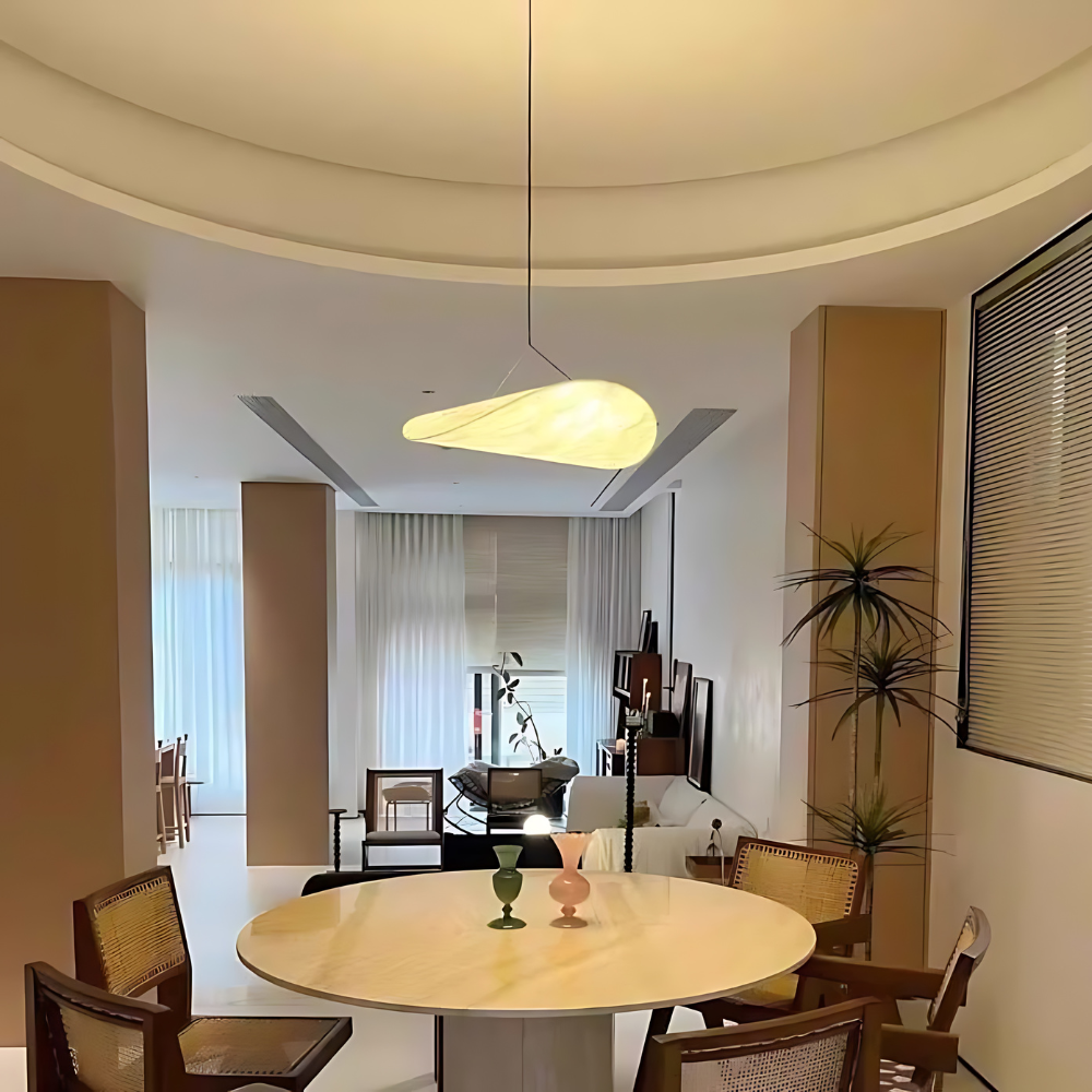 Japandi Pendant Light – Silk Finish, Boho Design for the Living Room or Dining Room with Adjustable Height