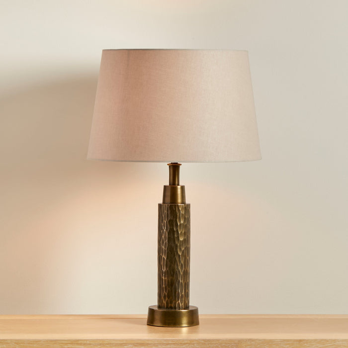 Kimmeridge Gold Lamp & Coningsby Taupe Cotton Lampshade - 30cm