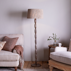 Konali Mango Wood Floor Lamp, Ash Stain