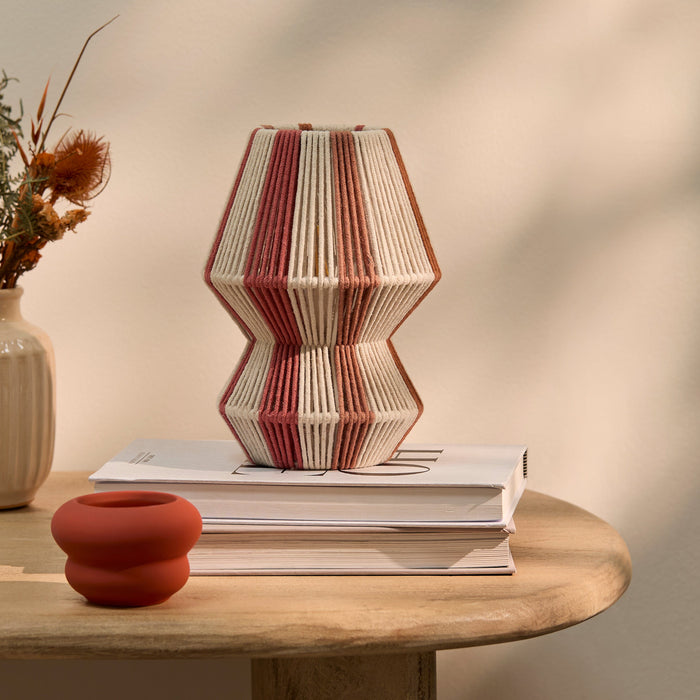 Kateli Paprika Stripe Small Table Lamp - 21cm