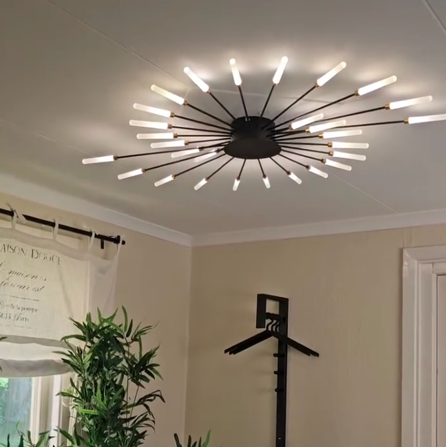 Wesley Flush-Mount Ceiling Light Fireworks, Black/Gold - Neutralighting
