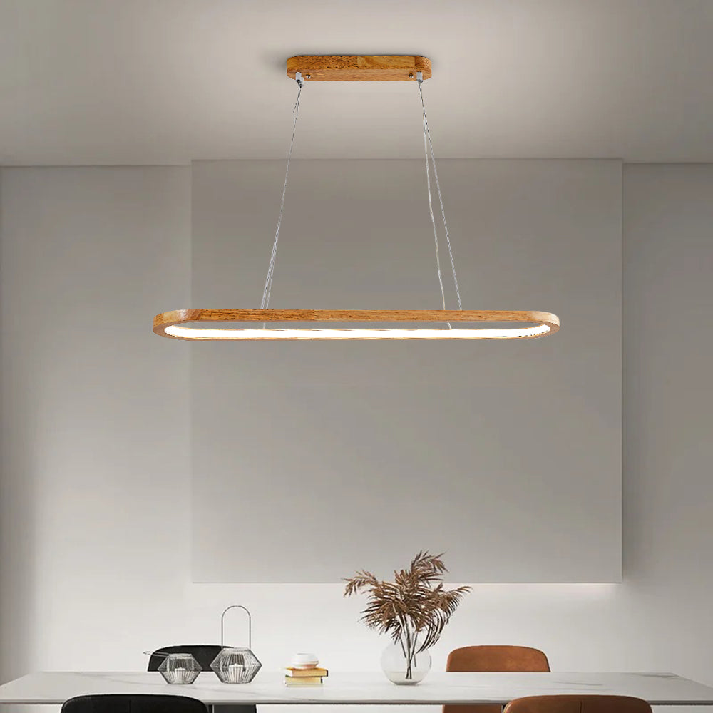 Veon Contemporary Oval Wooden Pendant Light - Neutralighting