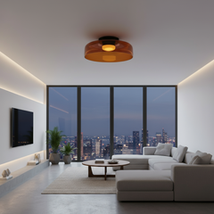 Scandinavian Glass Ceiling Light – Modern Design with Three-Color LED for the Dining Room or Living Room
