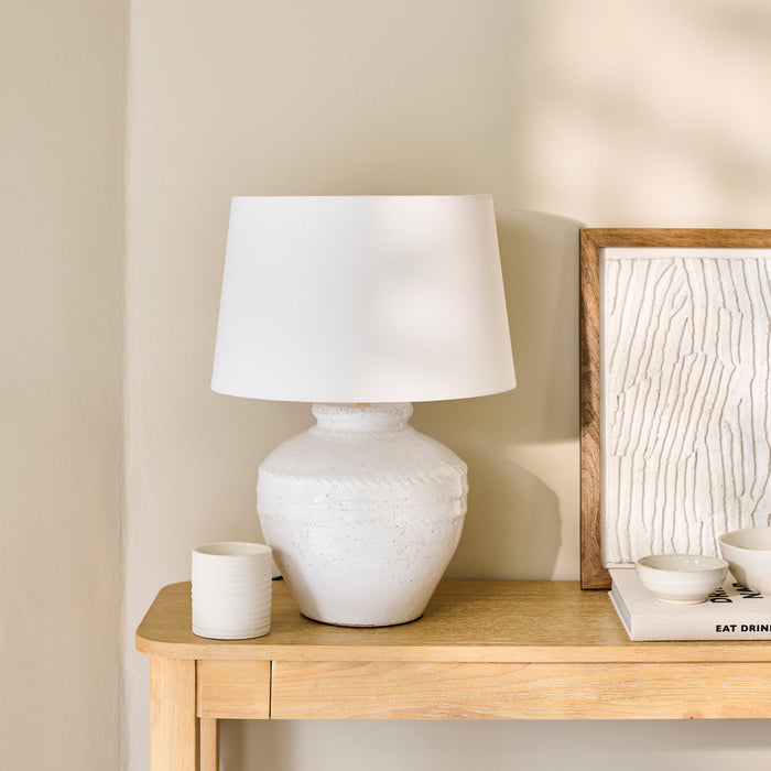 Merton 33cm Ceramic Lamp Base - Rustic White