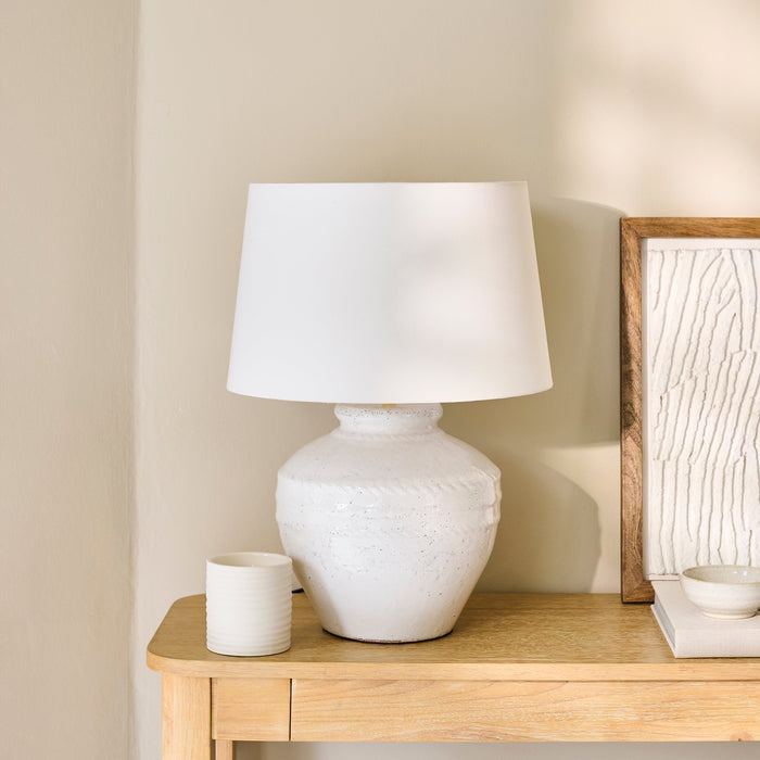 Merton Ceramic Lamp & Coningsby White Cotton Lampshade - 40cm