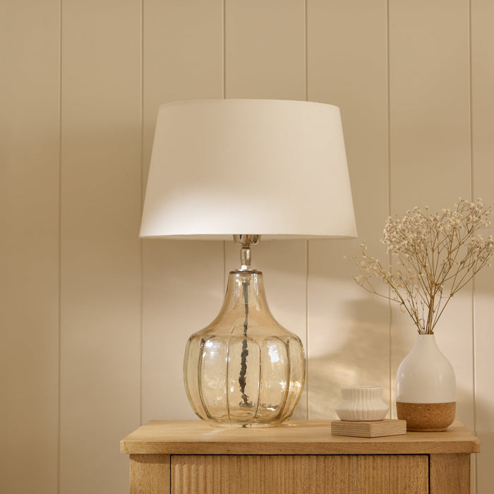 Midford Glass Table Lamp & Coningsby White Lampshade - 30cm