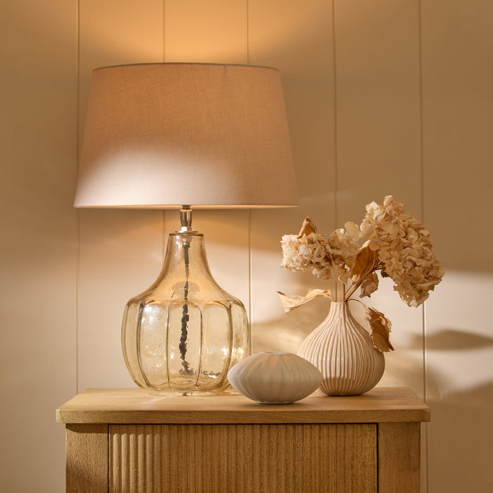 Midford Glass Lamp & Coningsby Taupe Cotton Lampshade - 30cm