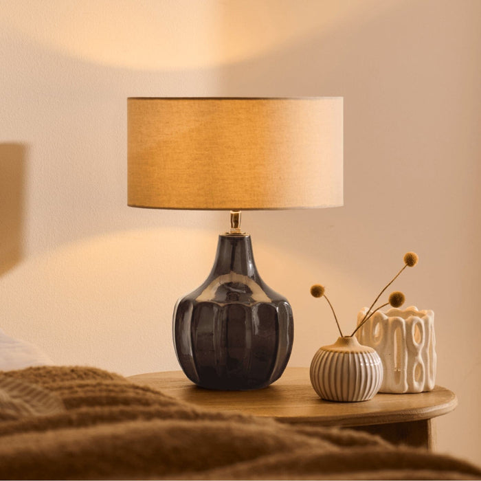 Midford Dark Grey Glass Table Lamp Base - 22cm