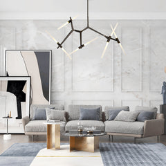 Modern Mid-Century 10-Light Glass Branch Chandelier