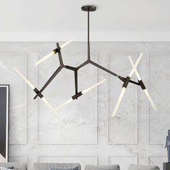 Modern Mid-Century 10-Light Glass Branch Chandelier