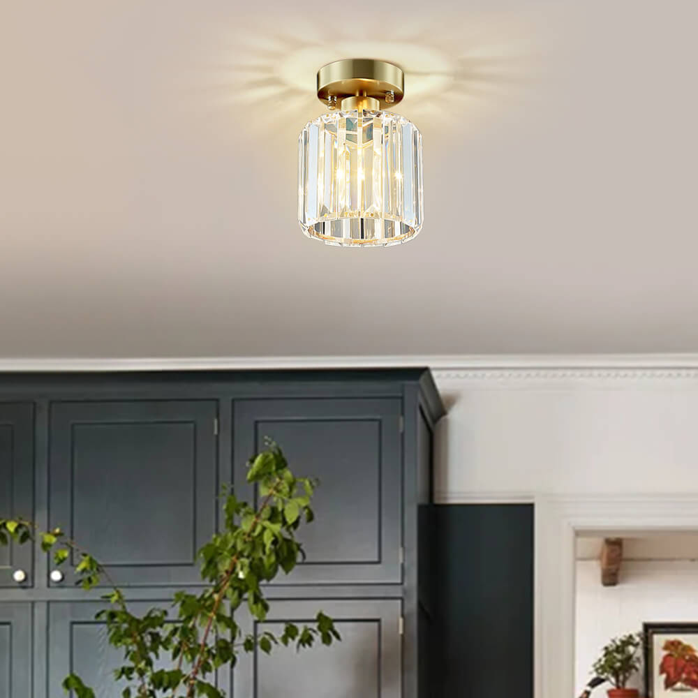 Modern Crystal Glass Ceiling Light Flush Mount Fitting