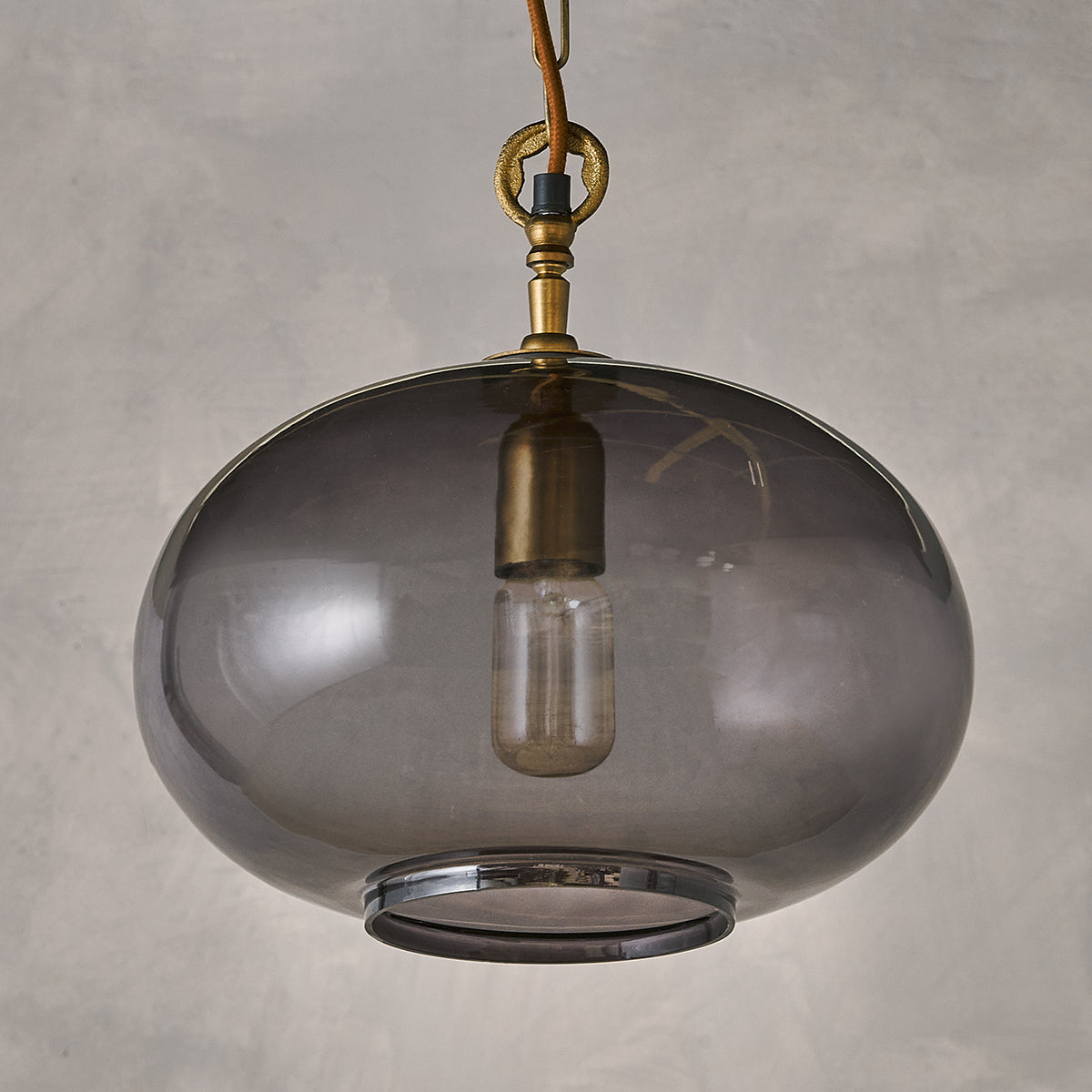 Otoro Round Glass Pendant, Smoke